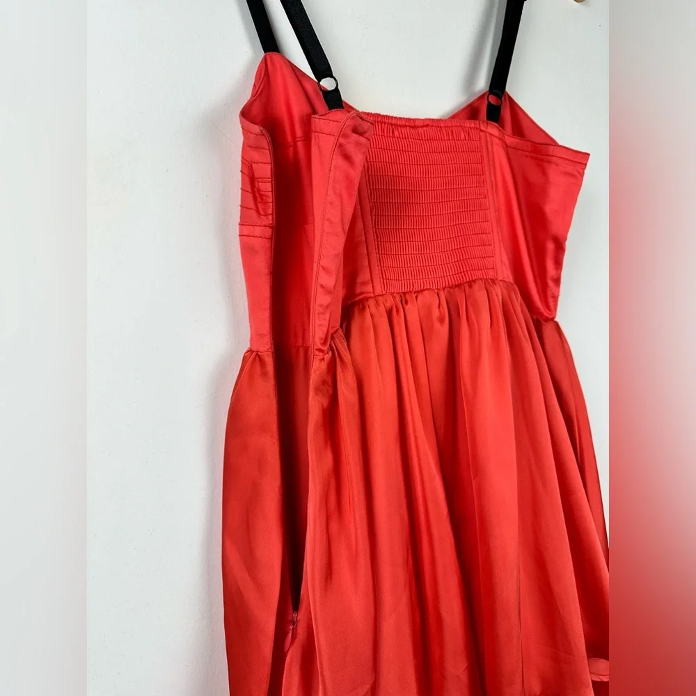 GO International Coral Babydoll Dress Sz 3 Tiered Hem Adjustable Straps Side Zip - Picture 4 of 10